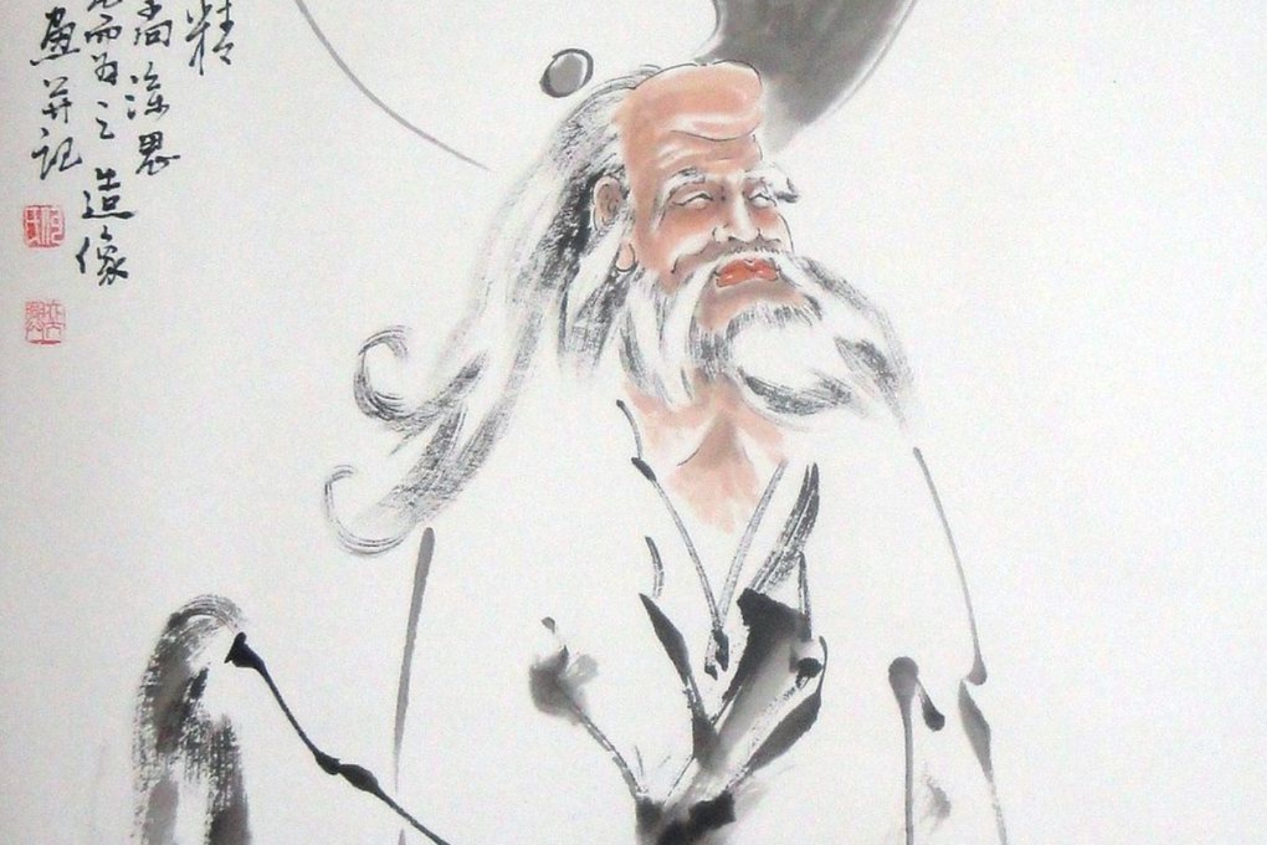 Portrait de Lao-Tseu, sage fondateur du taoïsme, gravure XVIIIe siècle — auteur légendaire du Tao Te King, Chine antique