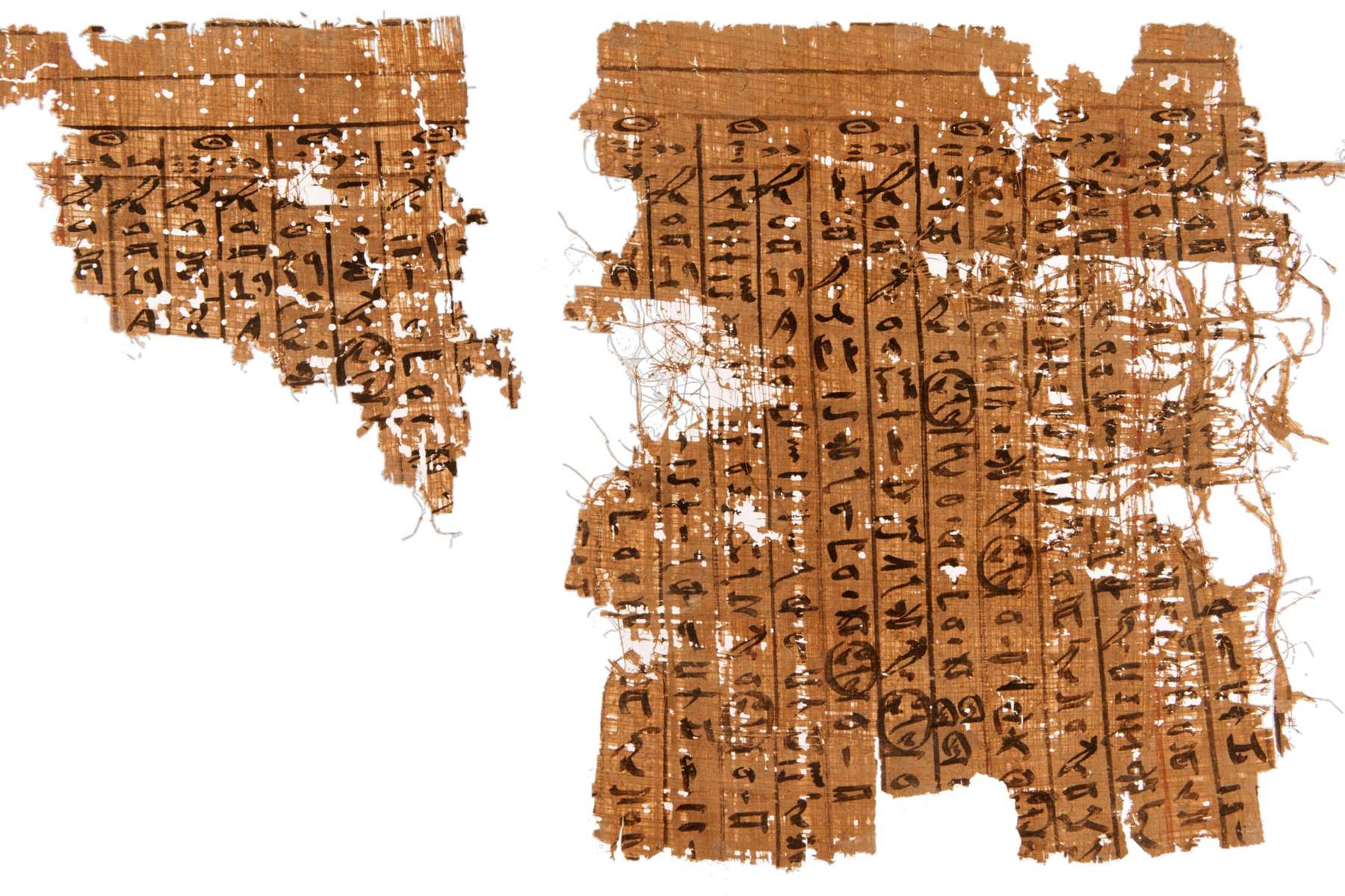 Papyrus de Ouadi el-Jarf, -2560 av. J.-C., plus ancien papyrus connu — journal de chantier du contremaître Merer décrivant le transport des blocs de la grande pyramide de Gizeh